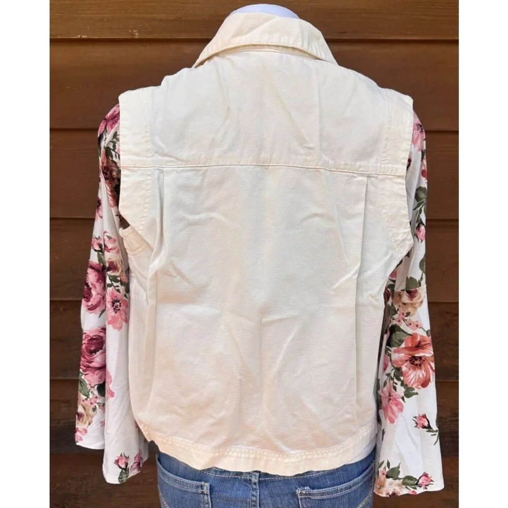 Vintage Joan Walter Lemon Creme Denim Vest Size M - Picture 3 of 9